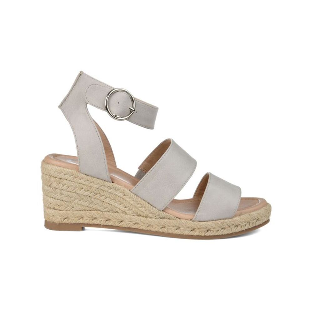 JOURNEE COLLECTION Womens White Norra Open Toe Wedge Espadrille Shoes 7.5 - Picture 2 of 4